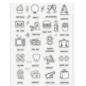Alltagssymbol Stempel Set - Niedliche Clear Stamps für Journals, Agendas & Memory Planning