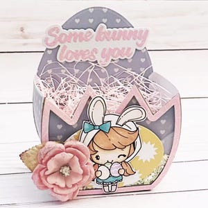 Troquel de canasta de Pascua / Bolsillo para huevos de Pascua, Troquel de canasta de conejito para manualidades de papel