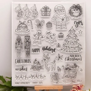 Timbro trasparente "Auguri di Natale" - Timbro con sentimento natalizio per biglietti, scrapbooking, etichette regalo e lavoretti invernali