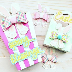 Laços de coelho, moldes de corte de laços de Páscoa, moldes de corte de coelho, estênceis para scrapbooking DIY, relevo decorativo, cartões de papel DIY