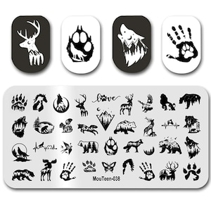 nail stamp bear nature   ~ nail art template ~ plates for nails ~ nail decorations ~ DIY nail art beautiful,stamping plate,