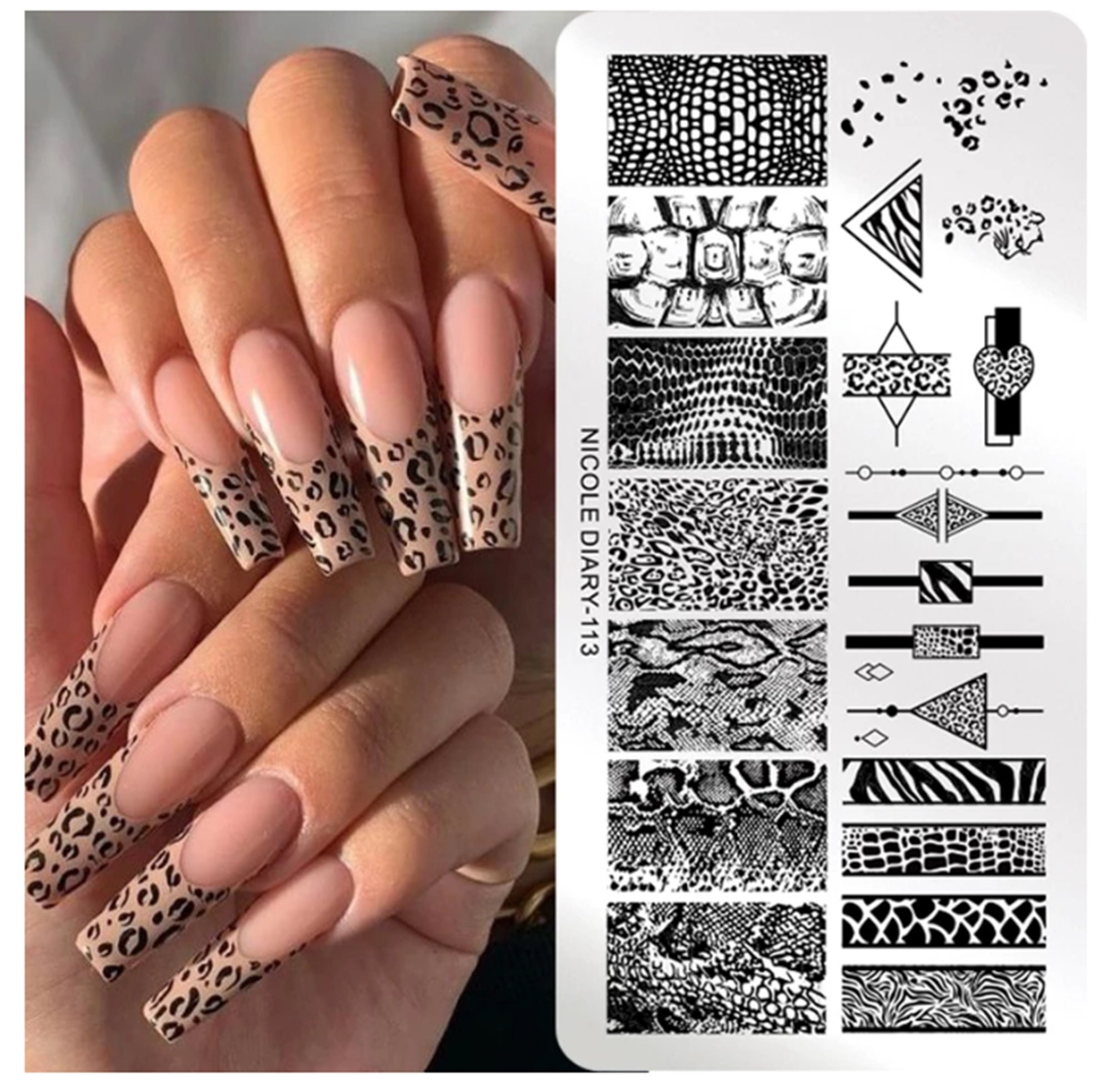 2023 New Animals Nail Stamping Plates DIY Leopard Serpentine Zebra Nail Art  Stencil Stamping Template Plate Manicure Tools - AliExpress
