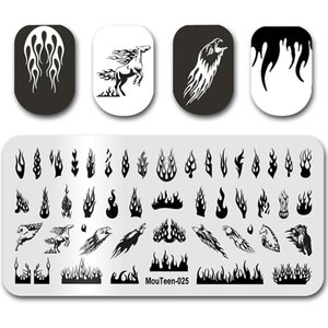 nail stamp fire pattern flames nail art template plates for nails nail decorations DIY nail art beautiful,stamping plate, image 1