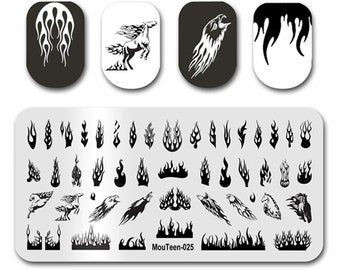 nail stamp fire pattern flames ~ nail art template ~ plates for nails ~ nail decorations ~ DIY nail art beautiful,stamping plate,