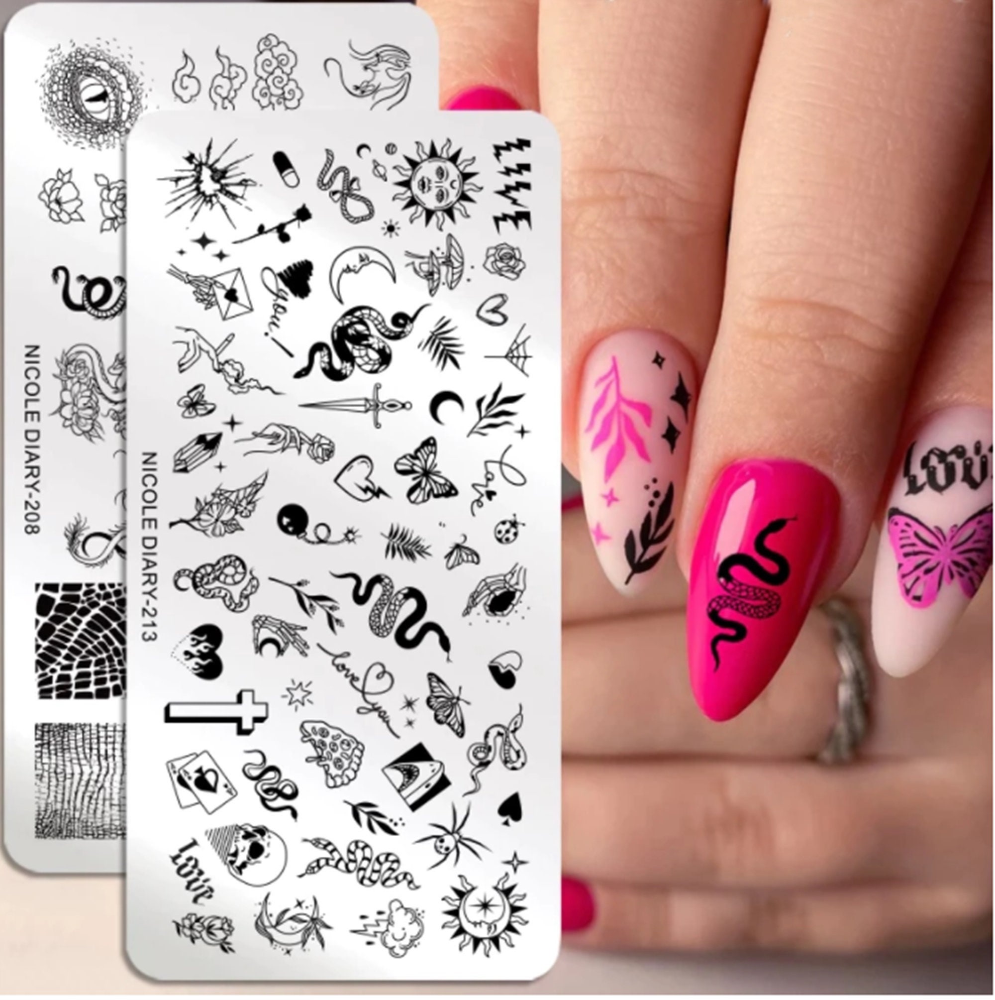 Snakes and Dragons Design Set 2 Pieces Nail Stamping Plates - Etsy Snakes and Dragons Design Set 2 Pieces Nail Stamping Plates - Etsy