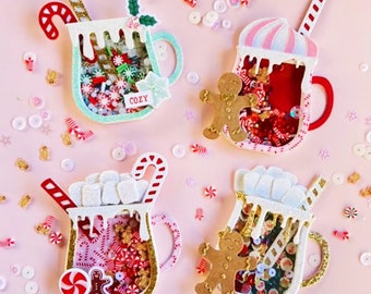 Cute Mug Shaker,Christmas mug die,Cutting Dies Stencils for Scrapbooking Decorative Embossing DIY Paper Cards