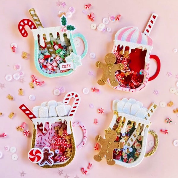 Cute Mug Shaker,Christmas mug die,Cutting Dies Stencils for Scrapbooking Decorative Embossing DIY Paper Cards