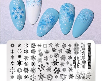 Christmas plate,Snowflakes nails,winter Design ,Stamping Plate , Nail Art Image Stamp DIY  Template Christmas nail decal templates