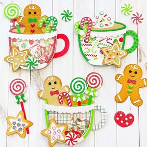 Kersttheekopschudbeker metalen stansmessen – Feestdag mok stansvorm voor schudkaarten, scrapbooking, cadeaukaartjes en winterpapier knutselen