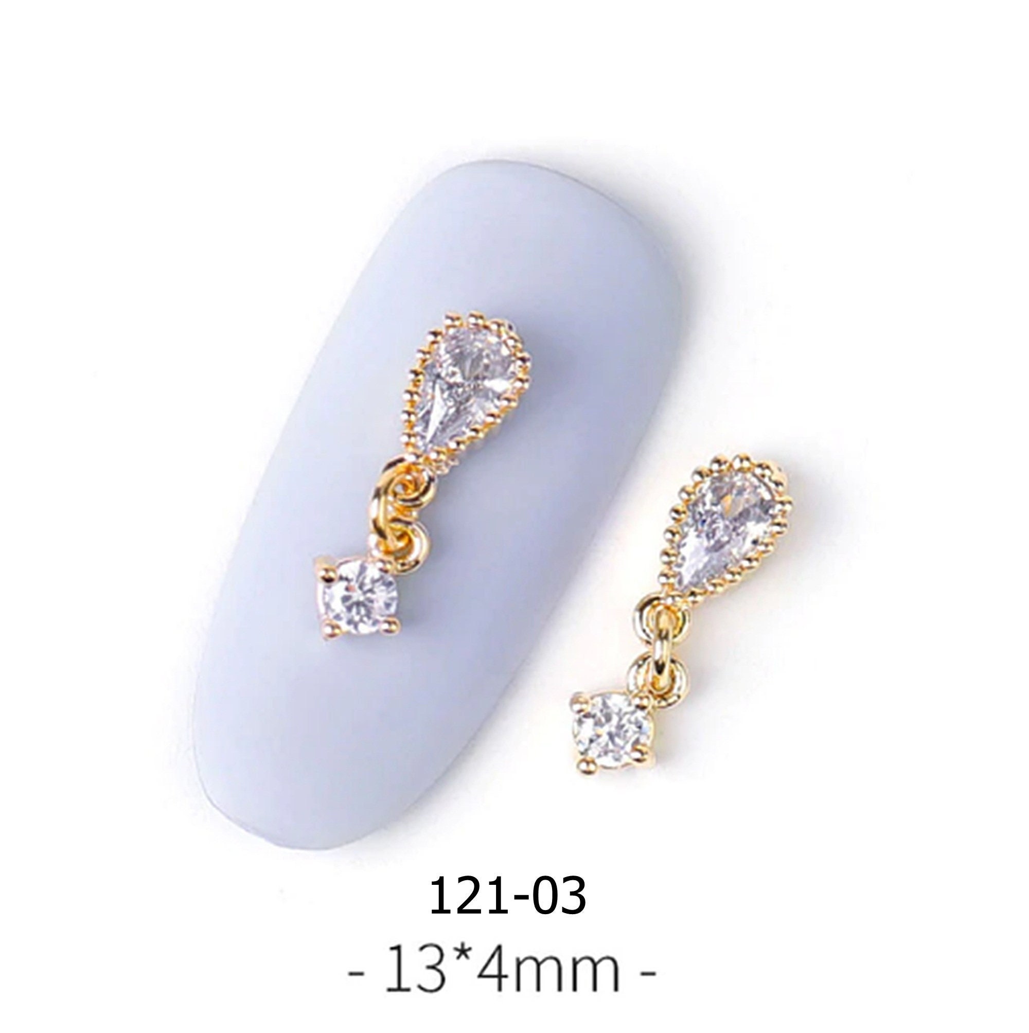 2 pieces water drop Crystal Dangle Chain Charms Nail Jewelry Decorations 13  type luxury Zircon Crystal Rhinestones For Nails