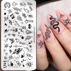 Stamping Plates pizza snake skull  Design Stainless Steel Nail Art Stamp Image Template valentines day nail decal templates