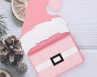 Plantillas de corte de etiqueta de Papá Noel con bolsa cargada para álbumes de recortes, tarjetas de papel decorativas en relieve DIY