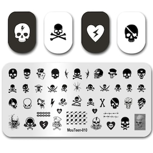nail stamp skull rock pattern ~ nail art template ~ plates for nails ~ nail decorations ~ DIY nail art beautiful,stamping plate,