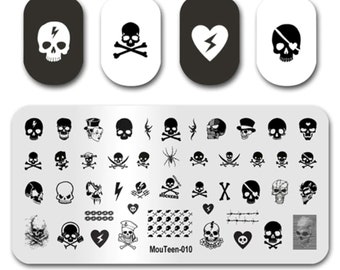 nail stamp skull rock pattern ~ nail art template ~ plates for nails ~ nail decorations ~ DIY nail art beautiful,stamping plate,