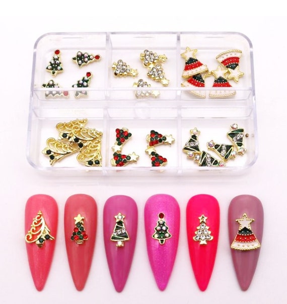 3D Nail Art Rhinestones Multi Color Nail Decorations Gold Red