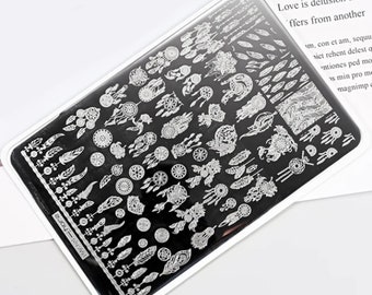 Beautiful nail Stamp ,  Printing Stencil dreamcatcher plate , abstract faces ,diy decal XL templates