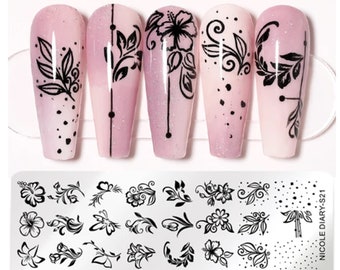 cute designs,flowers stamping plate ,Summer day plates, i love you Image, Painting Art Stencils Template Nail Stamp decal templates