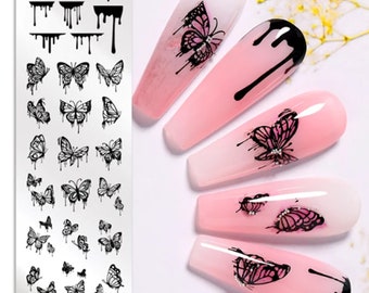 mariposas de sellos de uñas ~ uñas goteando ~ plantilla de arte de uñas ~ placas para uñas ~ decoraciones de uñas ~ arte de uñas DIY hermoso ~