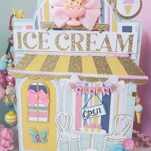 Troquel de corte de heladería: troquel metálico de tienda de dulces para tarjetas, scrapbooking y manualidades de verano.