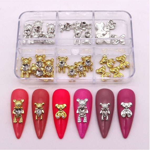 Nail Art Rhinestones Crystal Bear Glass Gems Stones 3D Alloy Nail