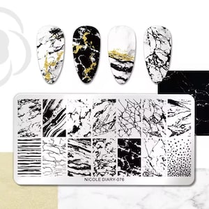 Marble nails,  Pattern Nail Stamping Plates Image Painting Nail Art Stencils Template Nail Stamp Tools nail decal templates