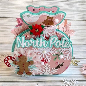 Troqueles de corte para bolsas de Papá Noel: plantilla para bolsas de regalo navideñas para manualidades, embalajes navideños, scrapbooking y creación de tarjetas.