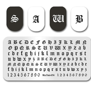 nail stamp letters  ~ gothic nail stamp~ nail art template ~ plates for nails ~ nail decorations ~ DIY nail art beautiful~DIY nails,