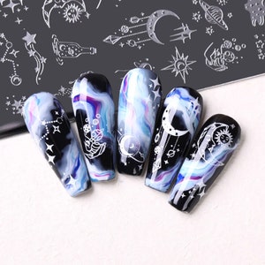 Nail Stamping Plates Moon and stars Nail Art Stencil planets stamp plate Printing Templates for Nails Tool