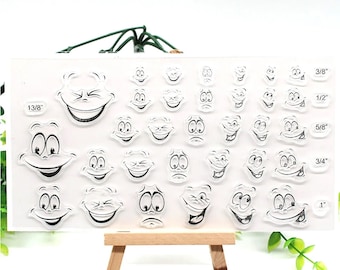 Sellos faciales, sellos de silicona transparente, sello de cara triste, sello de cara feliz, álbum de recortes DIY/fabricación de tarjetas/manualidades divertidas para niños, decoración