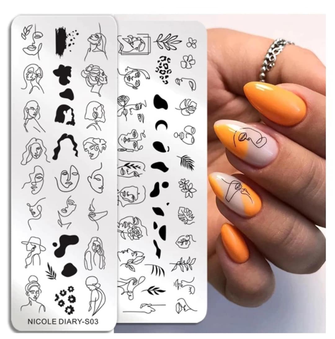 45+ Cute Summer Nails 2021 : Abstract Face Coffin Matte Nails