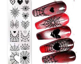 Halloween plate,spider web nails,  Nail Stamping Plates,Image Painting Nail Art  Template Nail Stamp Tools DIY nail decal templates