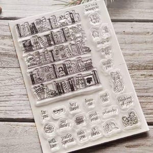 Library Bookshelf Clear Stamps – Book Lover Reading Stamps for Card Making, Journaling, Scrapbooking, Bookplates & DIY Crafts