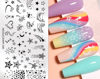 Stamp plate beautiful stars Nail Stamping Plates Stamp Templates  stamping Printing Stencil Tools decal templates