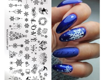 Christmas Nail stamp, Elf  Stamping Plates, Geometric snowflakes, trees Design Image ,Printing Plates Stencil ,Stamp Tools