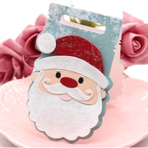 Moldes para cortar topo de saco de Papai Noel – Molde para saco de guloseimas de Natal para artesanato DIY