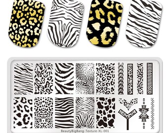 Estampado de leopardo Animal, imagen de textura, placa artística para uñas, plantilla de sello de diseño de acero inoxidable para bricolaje, hermosa placa de estampado,