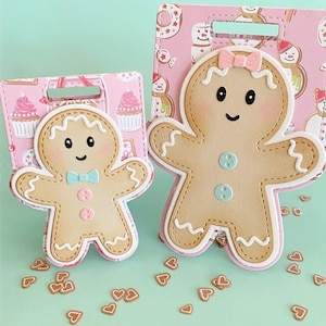 Adorno troquelado para bolsa con forma de hombrecito de jengibre / Suministros de papel para manualidades navideñas