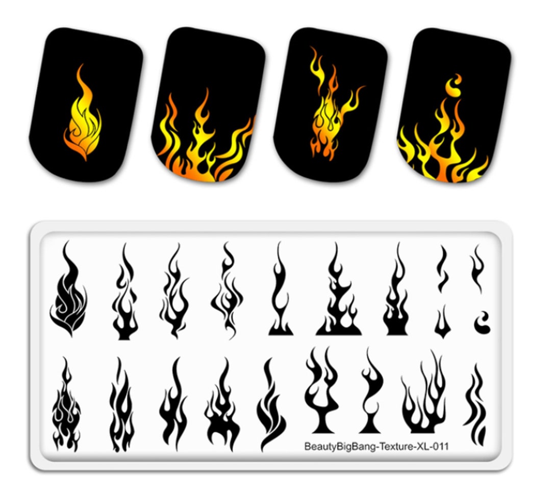 Flames Stamp Plate Fire Stamping Platesnail Fire Image Etsy