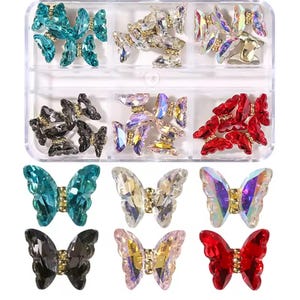 3D Crystal Butterfly Nail Charms – Glass Butterfly Rhinestones for Nail Art, Resin Crafts & DIY Decoration