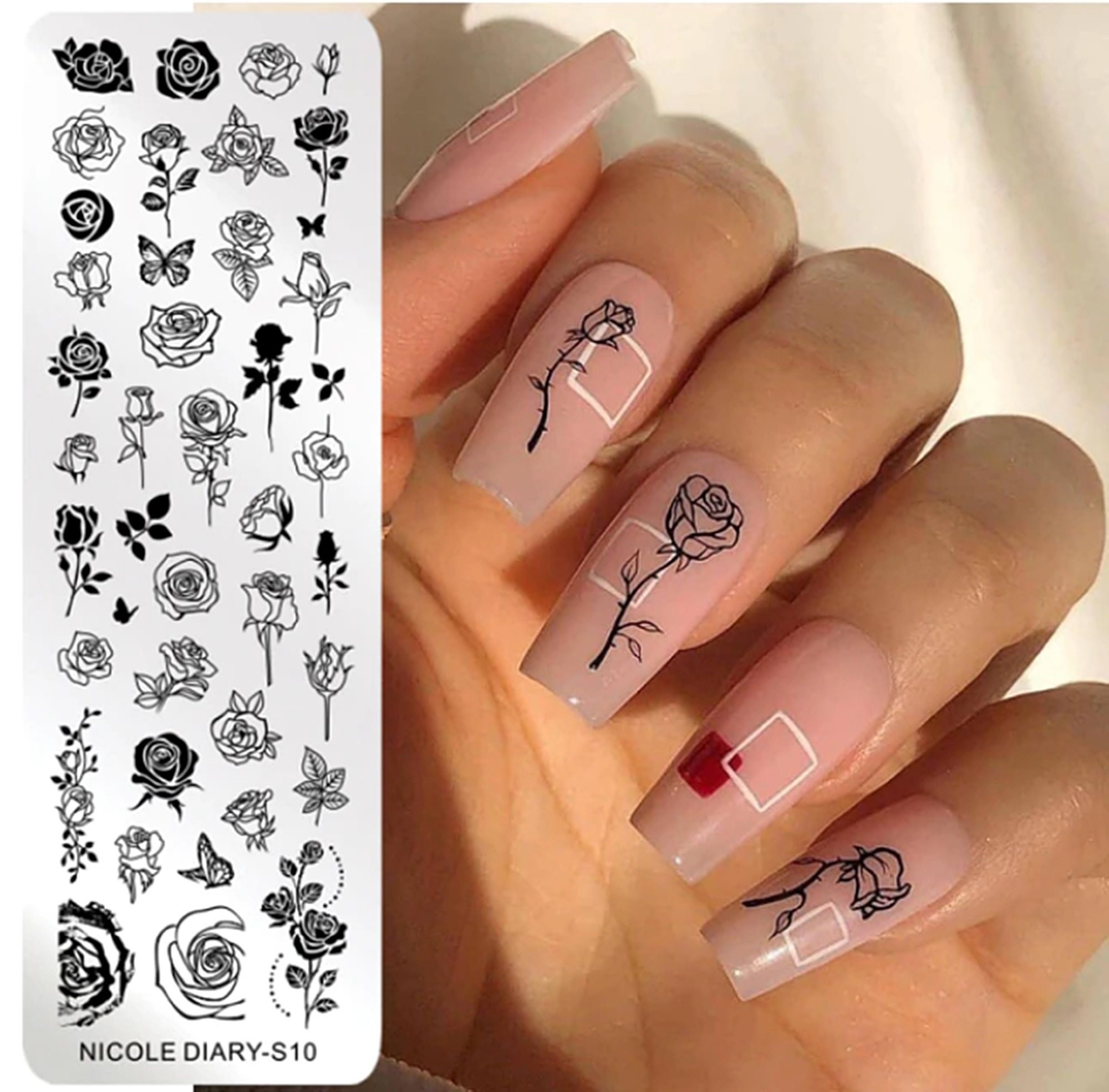 Stamping Plates Roses Design Stainless Steel Nail Art Stamp - Etsy
