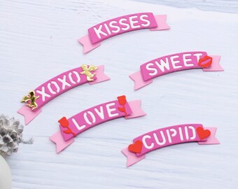 Troqueles de pancartas de San Valentín, pancarta de amor, pancarta de xoxo, conejito de Cupido, plantillas de troqueles de corte para manualidades, álbumes de recortes, tarjetas de papel decorativas en relieve