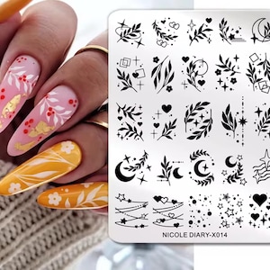 nail stamp leaves~ nail art template ~ plates for nails ~ nail decorations ~ DIY nail art beautiful ~ floral nail art