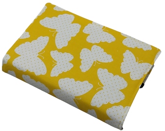 Book Cover Adjustable Cotton  Buchhülle  Yellow Butterflies