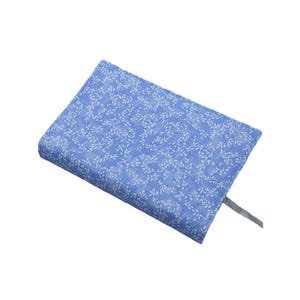 Book Cover Adjustable Cotton  Buchhülle  Light Blue Leaves