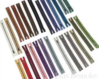 Set of 12 Good, Strong Pants Zippers with Gunmetal Teeth, Bias Bespoke Brand