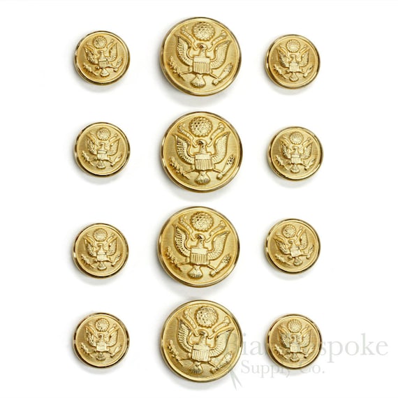 US Military Gold Uniform Buttons in Three Sizes Made in | Etsy