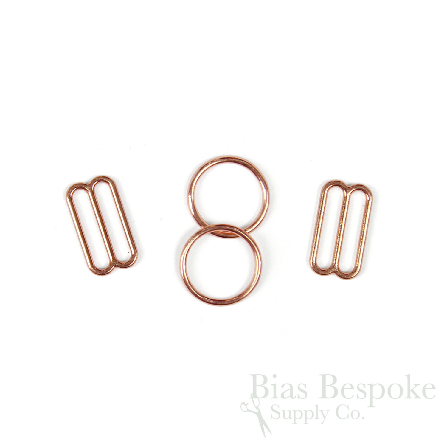 Set of 50 Rose Gold Colored Metal Rings for Lingerie-making 
