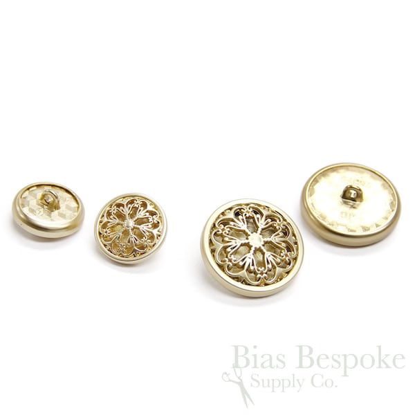 Matte Gold Rimmed Filigree Buttons in Two Sizes