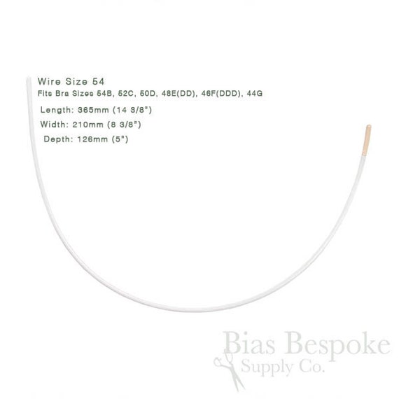 White Spring Steel Bra Underwires, Regular Length, Sizes 30 to 54