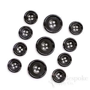 Set of Luxurious Black Genuine Buffalo Horn Suit Buttons